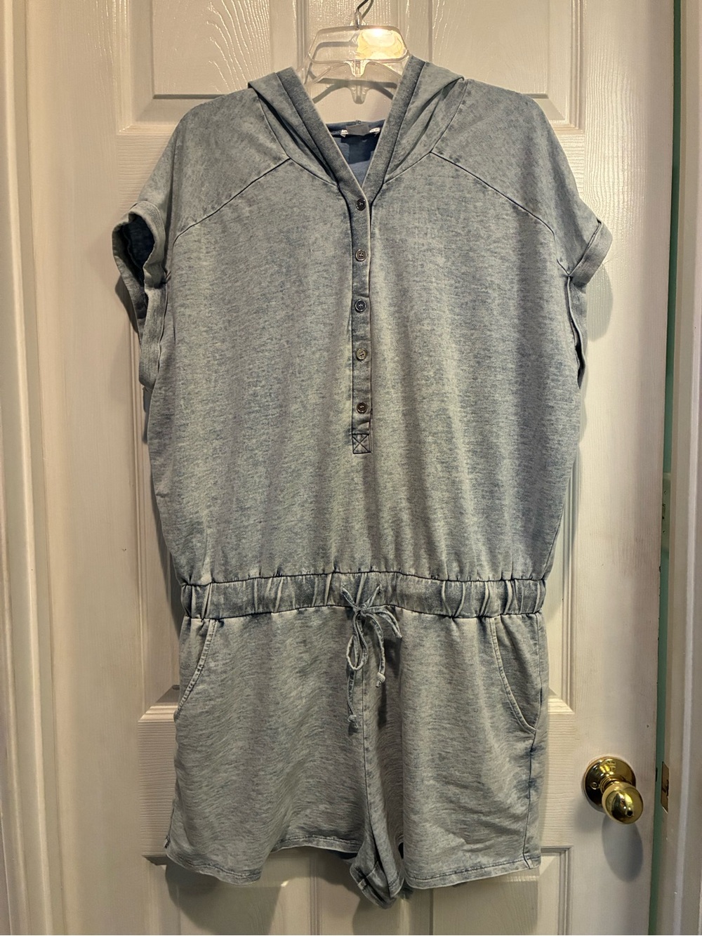 VENUS Soft Denim Style Hooded Romper